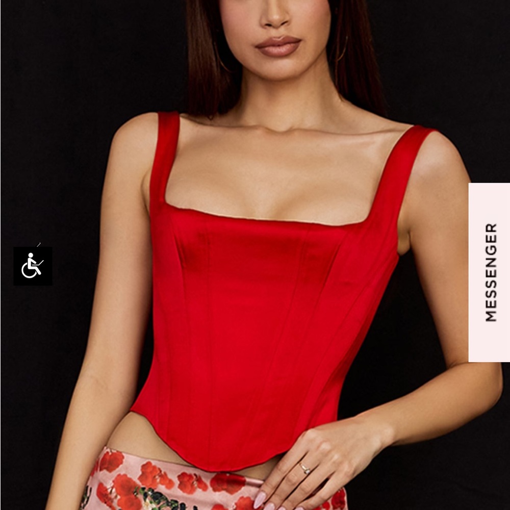 House of CB Rafa Scarlet Satin Longline Corset Top